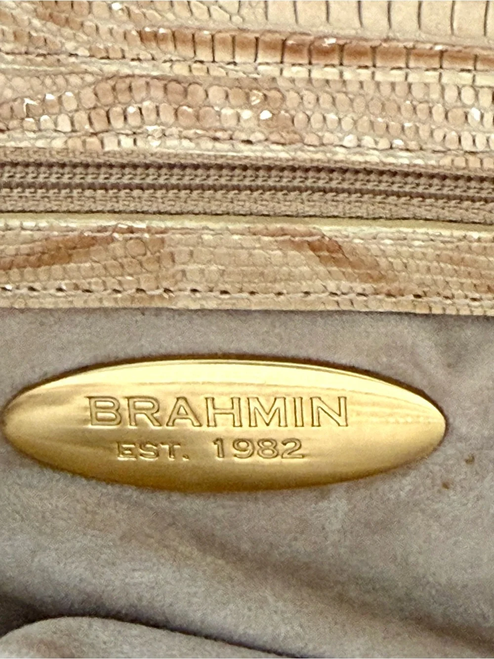 Vintage Brahmin Naomi Satchel - Croc Sand Leather